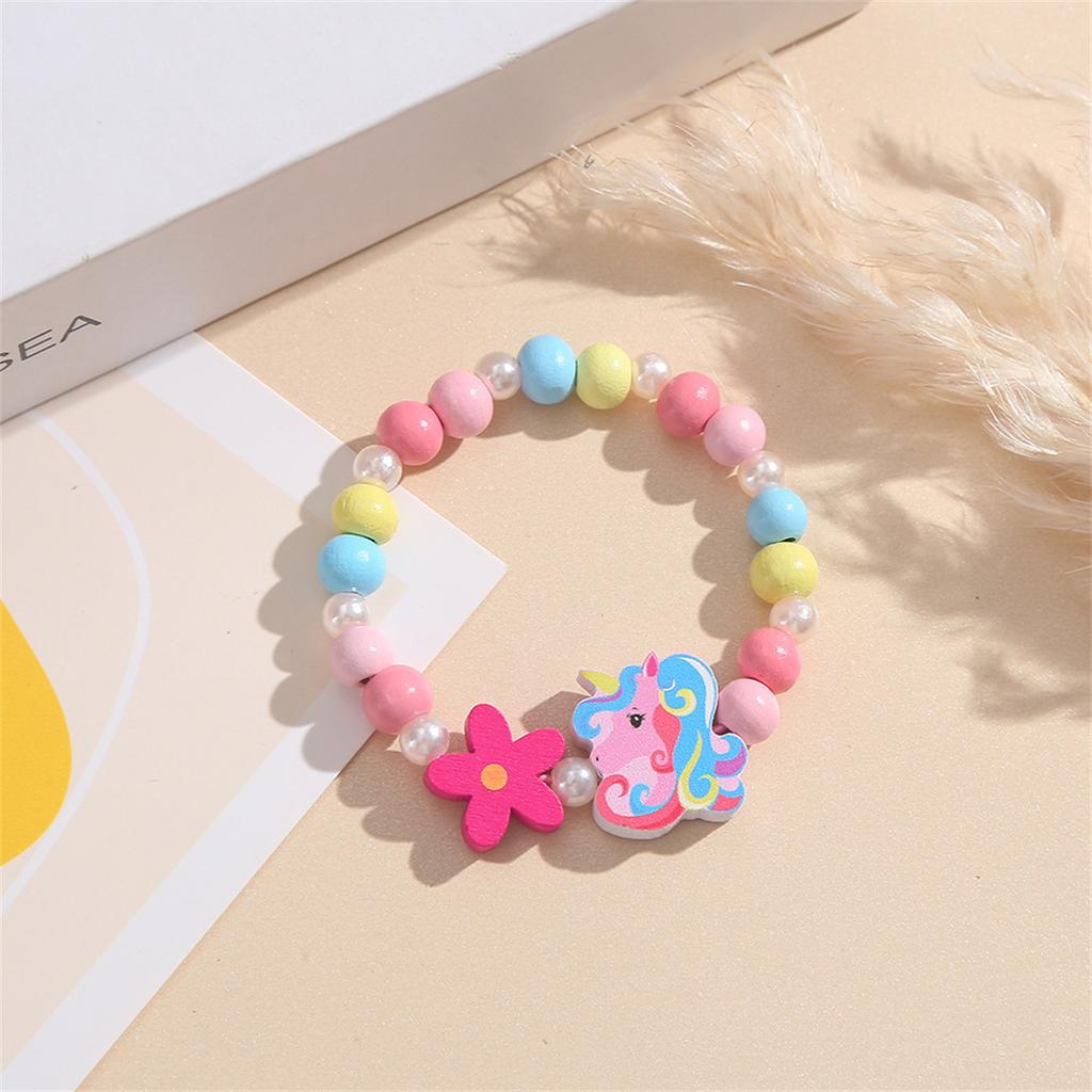Flowers Fun Beads Cute Bracelet Cartoon Wooden Bracelets Best Friend Style Girls Star Moon Cloud Jewelry Accessories Trend
