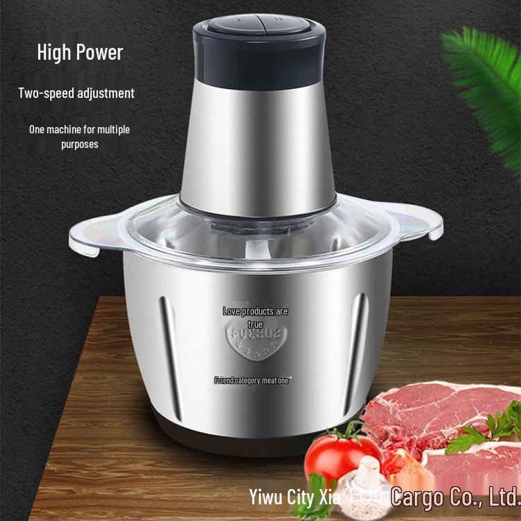 Compact Electric Meat Grinder: Stainless Steel, Large Capacity, Multifunctional for Meat, Garlic, and Food Processing.