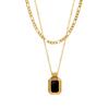 Marka French Niche Acrylic Stacked Necklace Multi-Layer Collarbone Neck Chain Titanium Steel 18K Gold Double-Layer Necklace