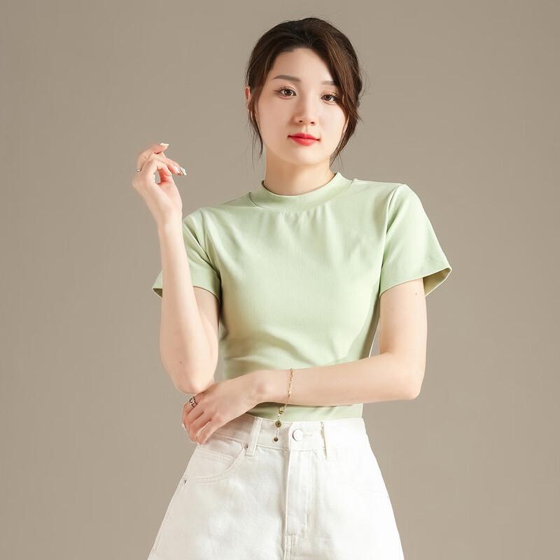 RAIN.CUN Women s Solid Crew Neck Slim-Fit T-Shirt S