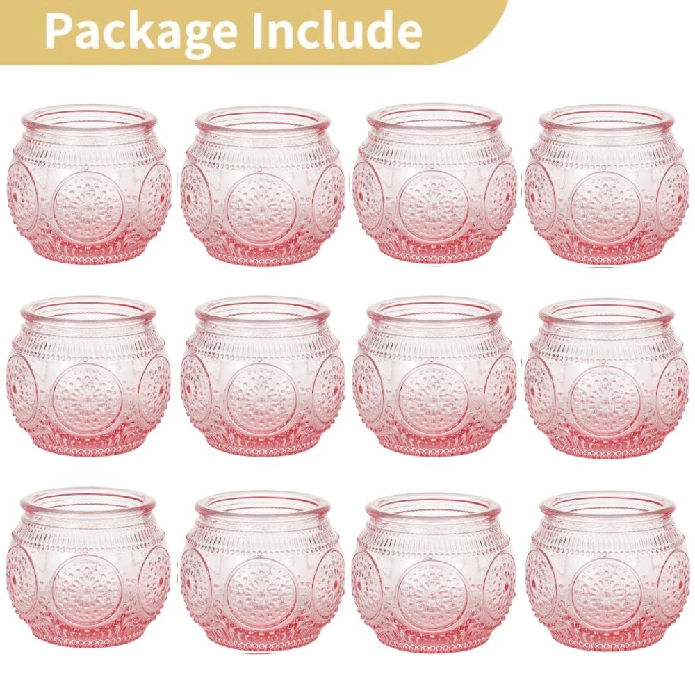 6/12Pcs Votive Glass Candle Holders Centerpiece Table LED Tea Light Candlestick for Home Birthday Wedding Party