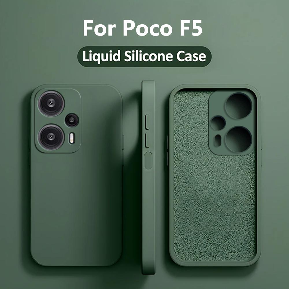

Poco F5 PocoF5 Pro Case Square Liquid Silicone Camera Lens Protector Soft Cover For Xiaomi Poco F5 F 5 Pro PocoF5 Phone Cases