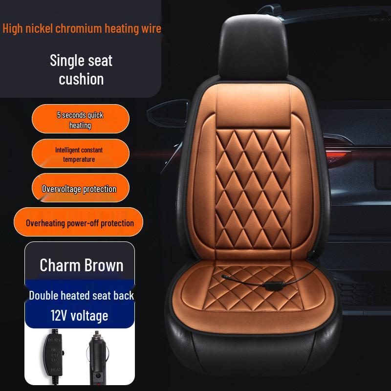 12V Heated Car Seat Cushion with Backrest - Warm Seat Cover for Autumn and Winter