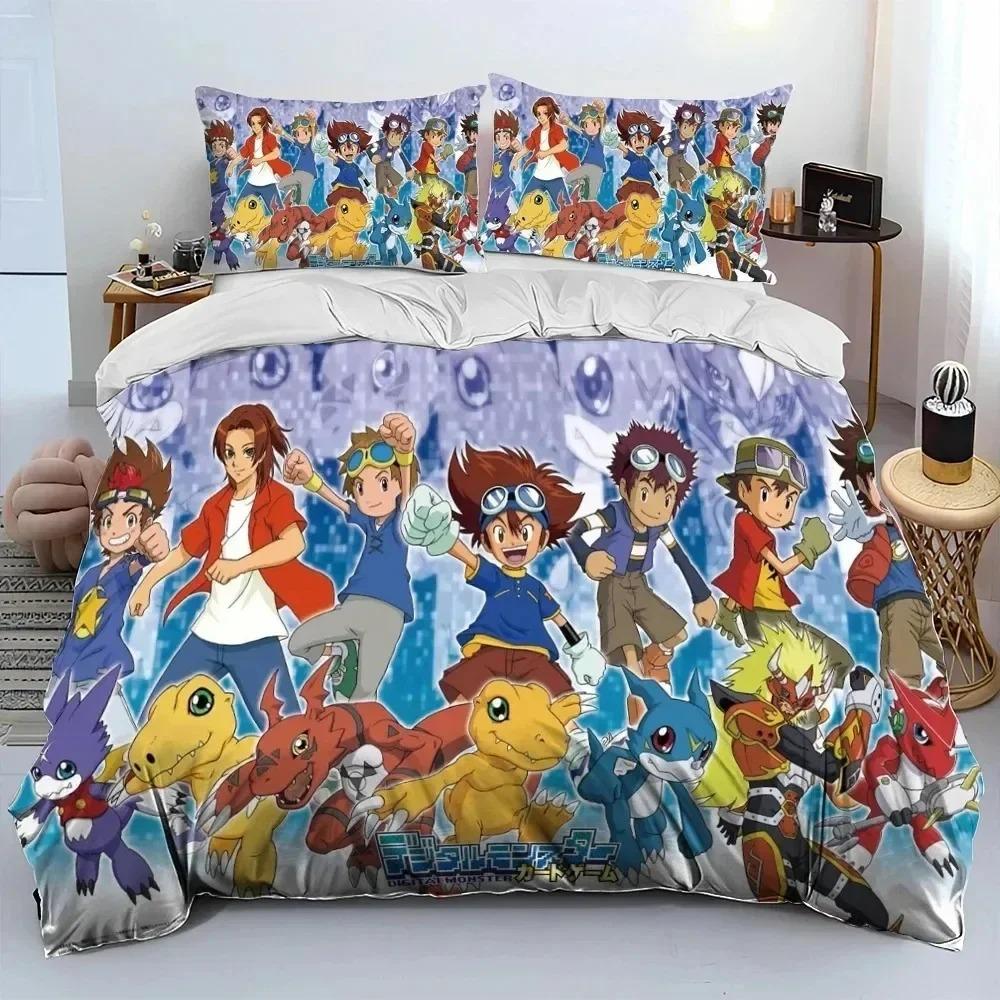 Japanese Anime Digital Monster Duvet Cover Pillowcase Bedding Set Adult Boys Girls Bedroom Decoration Single Double Large Size