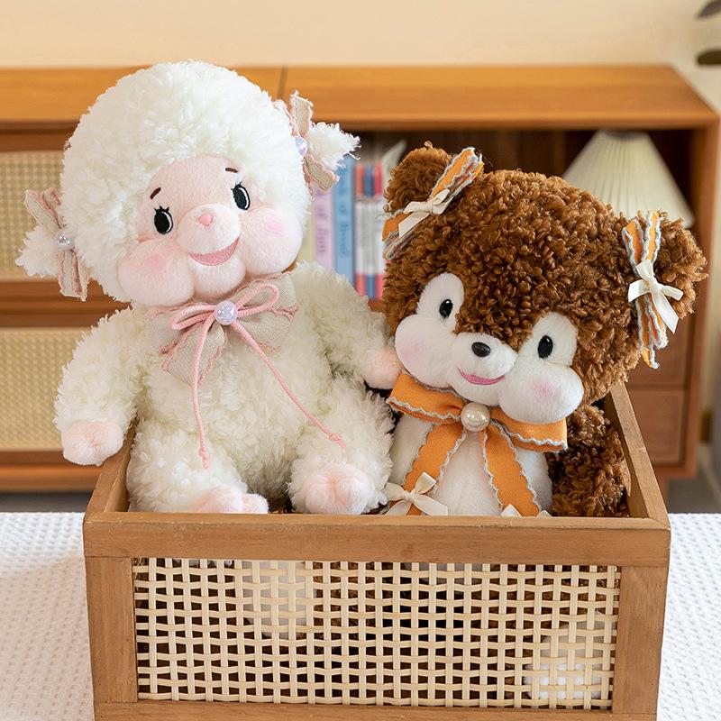 Cute forest fairy tale lamb plush toy girl birthday gift bow bear doll penguin ornament