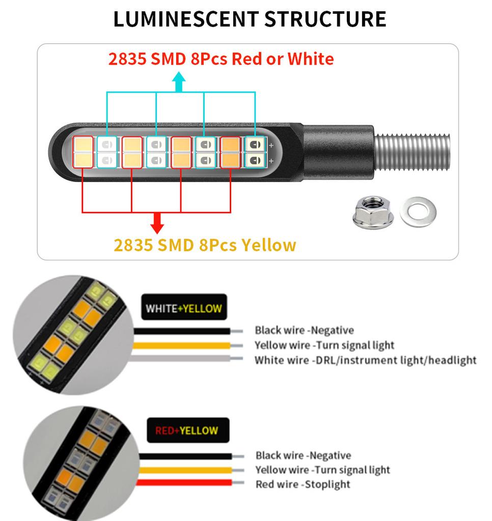 4PC Mini Motorcycle Turn Signals Light Universal Dynamic Flowing Moto Indicator