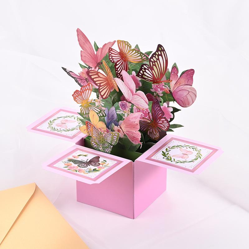 3D Butterfly Pop-Up Greeting Card Holiday Desktop Ornaments Photo Props Wedding Supplies Decor Creative Gifts For Family Friends