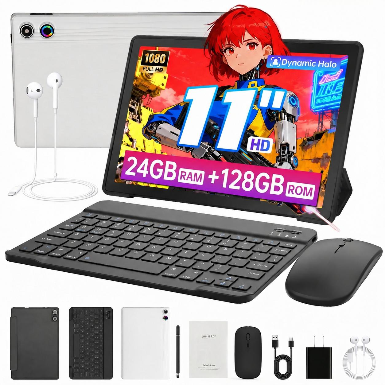 Tablete 11 Inch Android 15 Tablete 20GB RAM+128GB ROM (TF 1TB) cu Octa-Core alb