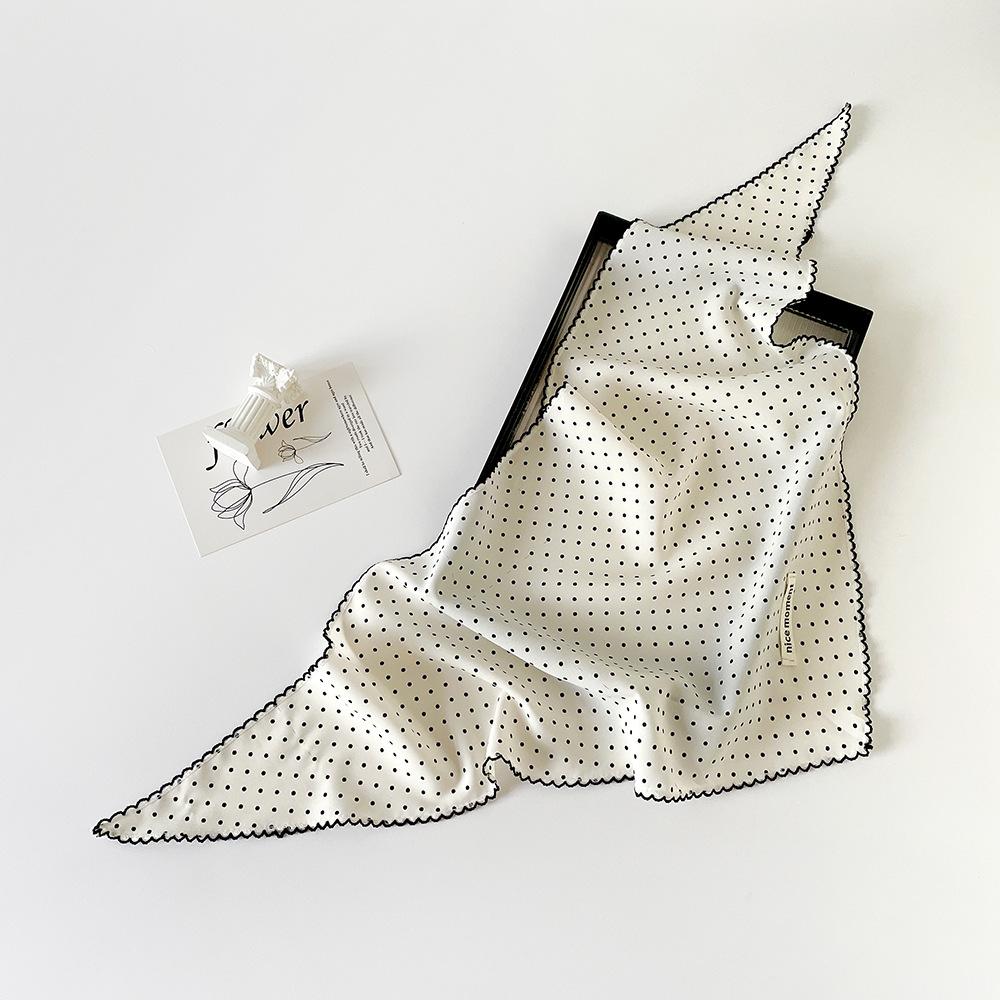 Korean Version of Polka Dot Silk Scarf Women's Triangle Scarf Waist-tied Decorative Waist Seal Fashion Headscarf Scarf Multi-purpose Summer Sunscreen