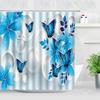 Butterfly Flower Shower Curtain Watercolor Plant Printed Bathroom Curtain Pretty Wildflower Pattern Bath Curtain With Hooks