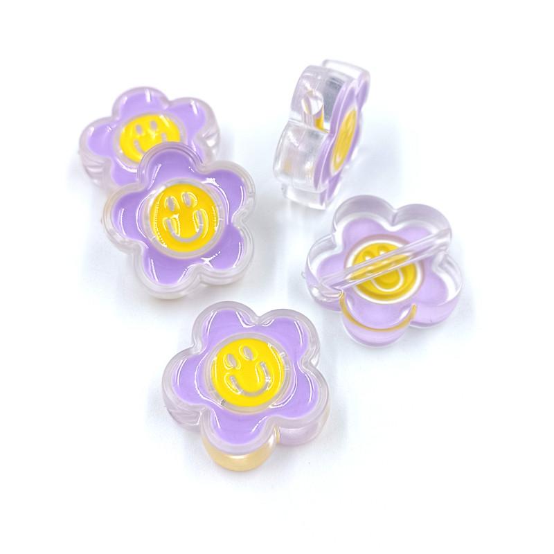 

5 шт. акриловые капельные масляные прозрачные бусины в виде цветка-смайлика, милый кулон, сделай сам, брелок для изготовления ювелирных изделий фиолетовый