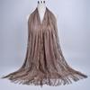 Women Girls Headwear Shawl Headscarf Hijab Shawl Scarf Head Scarves Head Wrap Hollow Tassel Scarf