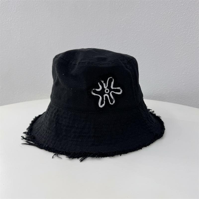 

Шляпа Универсальный стиль Цветок Необработанный край Женская Солнцезащитная Шляпа-панама чёрный