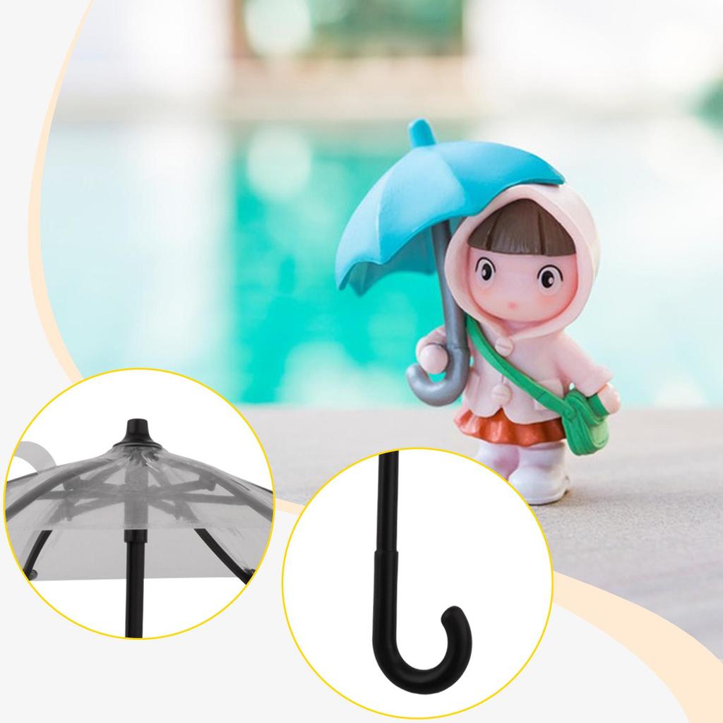 Miniaturní deštník Mini průhledný deštník Dekorace pro panenky Ruční výroba