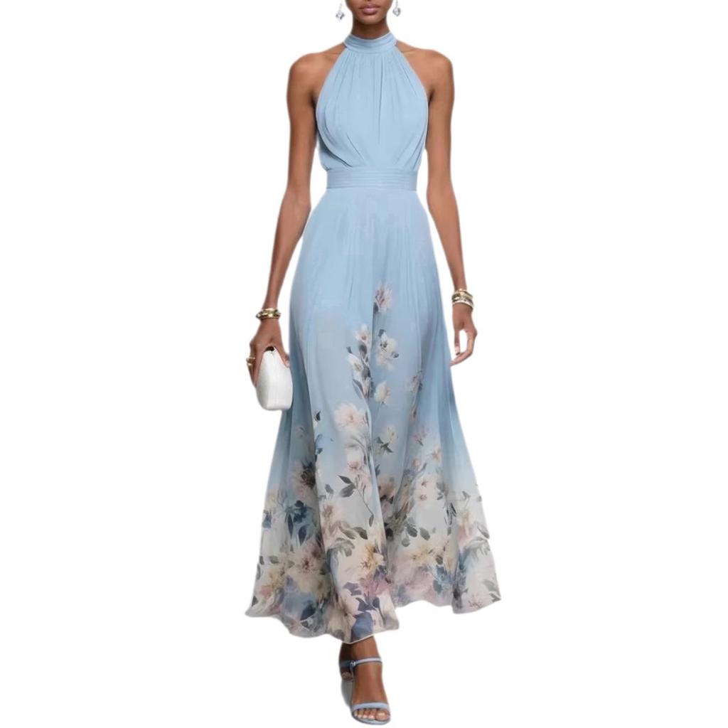 Fall New V-neck Waist Cinched Ruffled Elegant Women's Dress Cross-border Women's Clothing