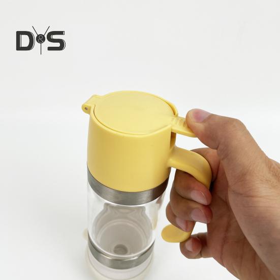 Glass Bottle Honey Syrup Dispenser Food Grade BPA Free Leakproof Glass Honey Dispenser Pot Syrup Storage Bottle with Handle