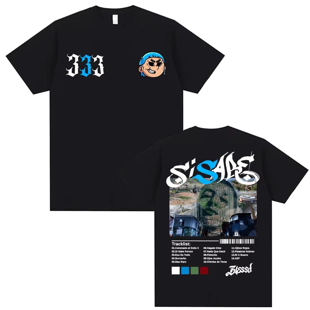 Rapper Blessd Si Sabe Album Tour Merch Tshirts Men Women Fashion Hip Hop Short Sleeve Top 2026 summer Cotton Comfort T Shirt