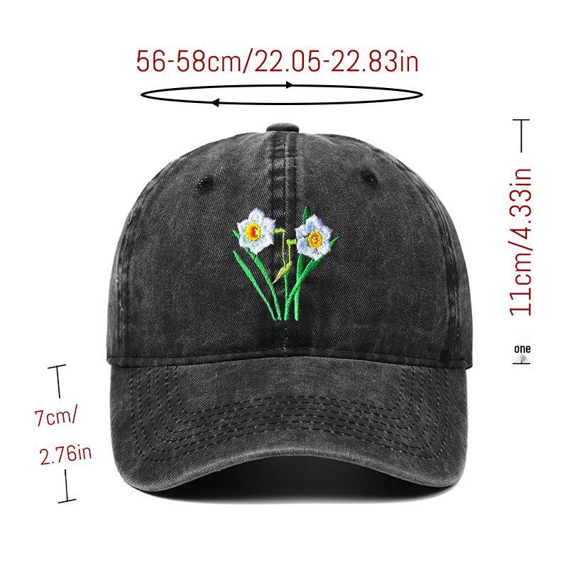 Men's Retro Washed Cotton Embroidered Distressed Dad Baseball Cap with Soft Brim