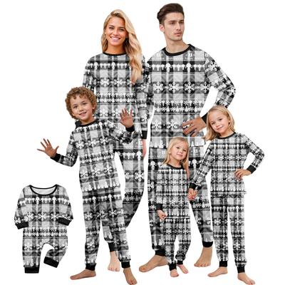 Print Cute Family Set Pajamas, Home Clothes, Family Set Long Sleeve Top Pants Set