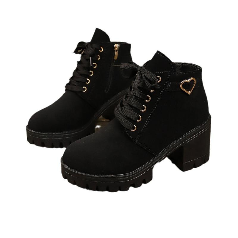 

Элегантные минималистичные ботильоны на толстой подошве женские осенне-зимние модные универсальные женские ботинки повседневная удобная женская обувь 42 чёрный