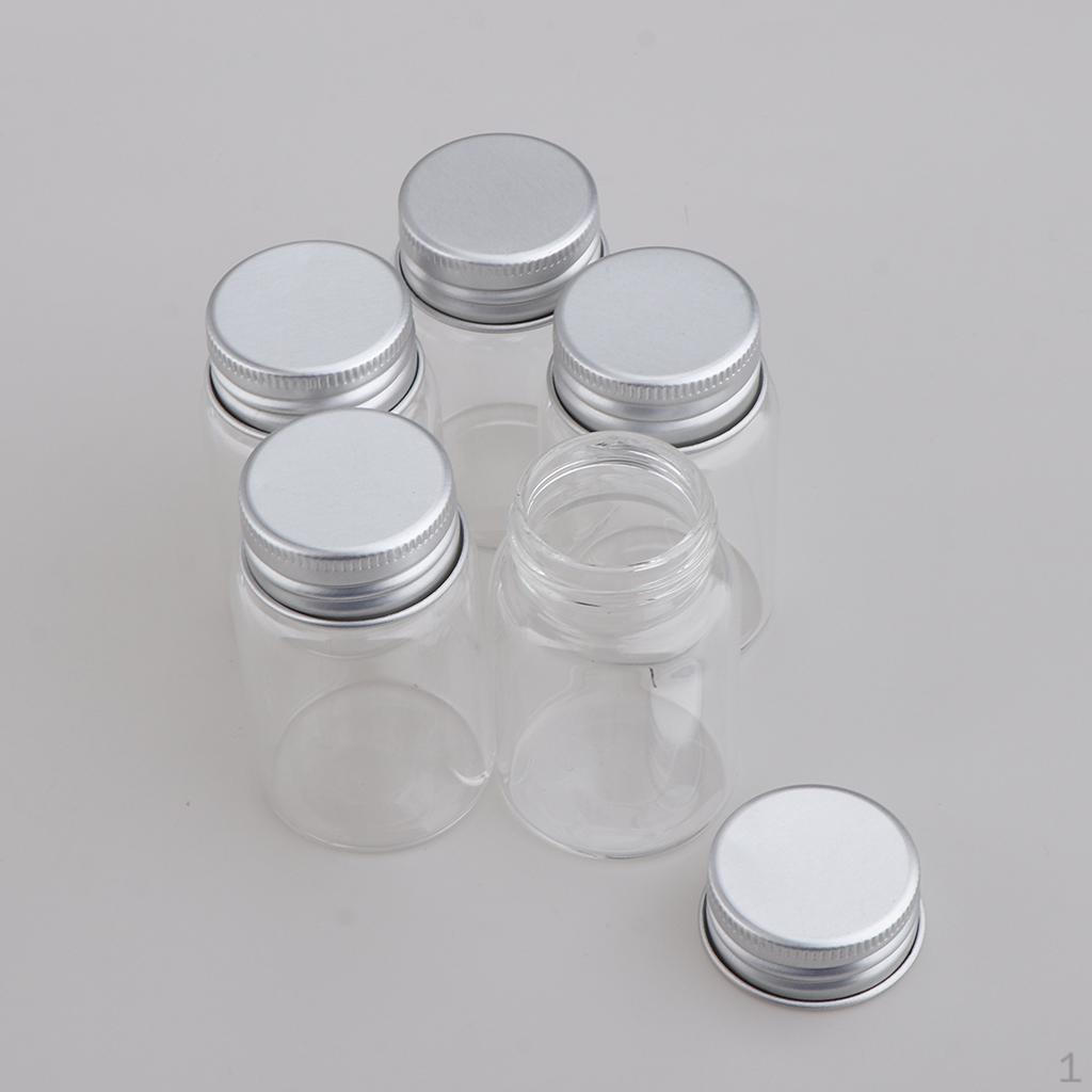 5 Unidades Muestreo de Líquidos Transparentes Botellas de Vidrio Rellenables Frascos Tapa de Rosca Redondas Reutilizables Almacenamiento