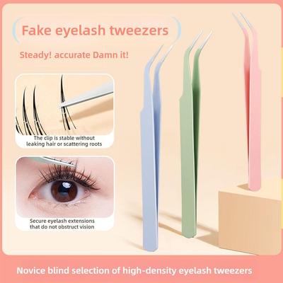 Eyelash Tweezers Steel Colorful Lash DIY Tools Applicator Eyelash Cluster False Makeu T3J1