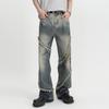 VOGUO RELAY Unisex Loose Straight Frayed Hem Jeans