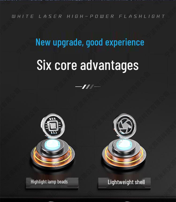 Cross-border Aluminum Flashlight with COB Warning Light & Telescopic Zoom