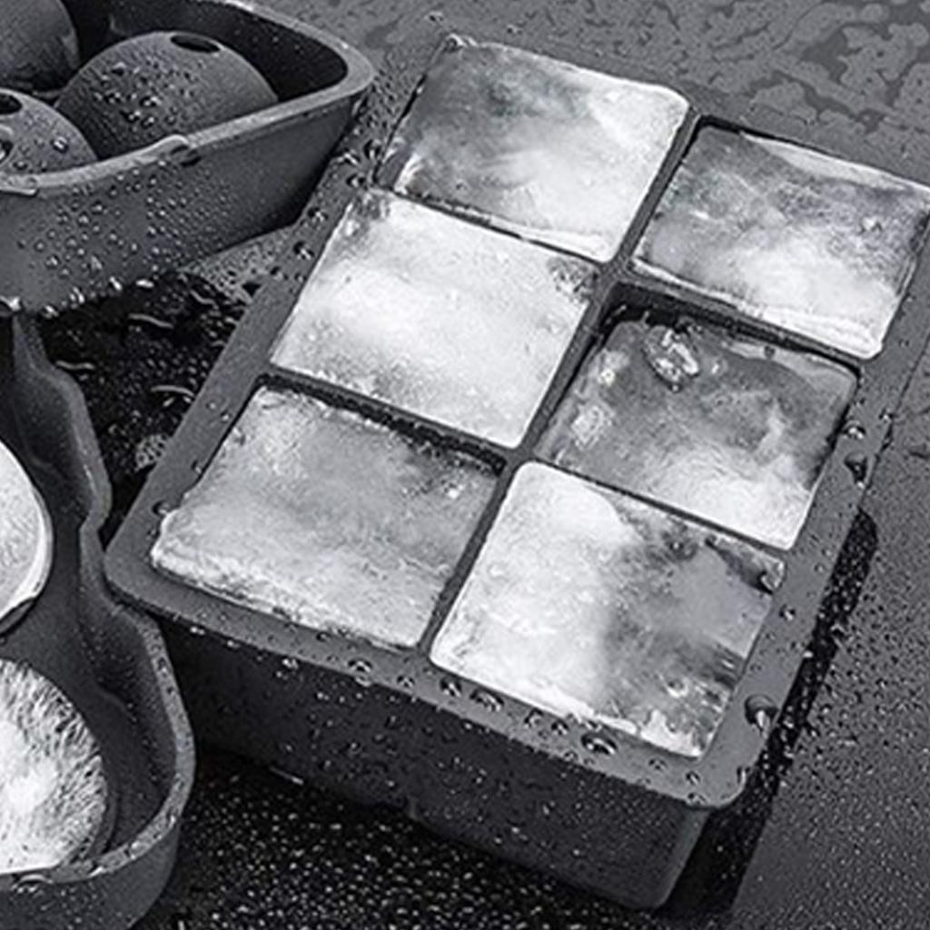6 Grids Ice Cube Tray Easy Release Silicone Ice Cube Mold for Freezer Whiskey Cocktails