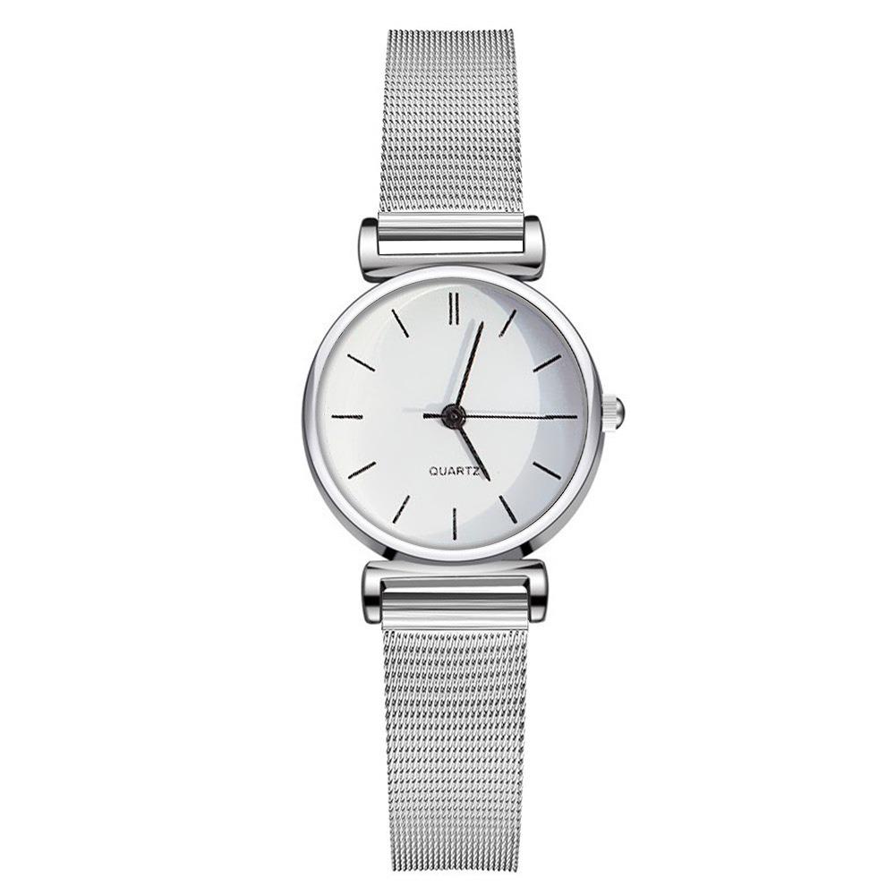 Fashion Round Watches Adjustable Strap Mesh Belt Wristwatches Luxury Quartz Watch Gifts