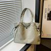 Solid Color Nyl Ladies Shoulder Bag Casual Drawstring College Girls Handbag Large Capacity Portable Women's Shopping Tote Bag