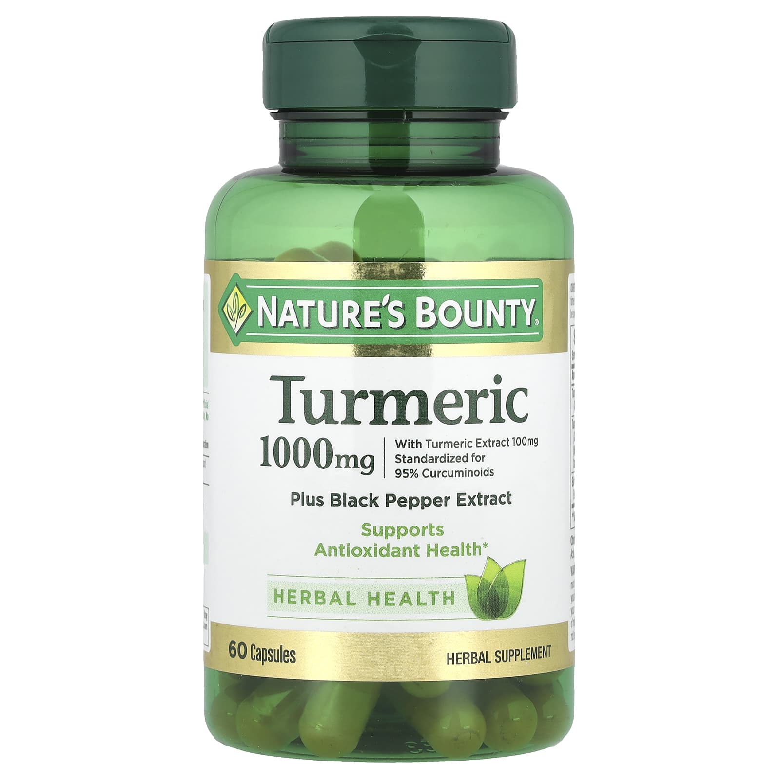 

Nature S Bounty, with Turmeric and Black Pepper Extract, 1,000Mg, 60 Capsules
