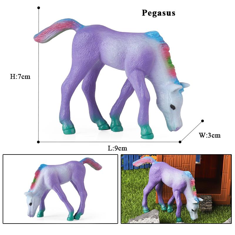 Oenux New Mythical Elf Pegasus Fairy Tale Fly Horse Kids Toy Action Figures Animal Model Cute Girl Birthday Gift Cake Toppers