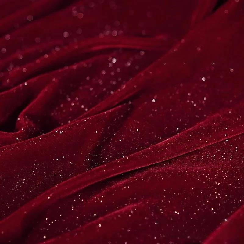 100x140cm Glitter Velvet Starry Fabric Soft and Smooth Woven Non-elastic for Sewing Dress DIY Handmade Velvet Cloth Soft Smooth