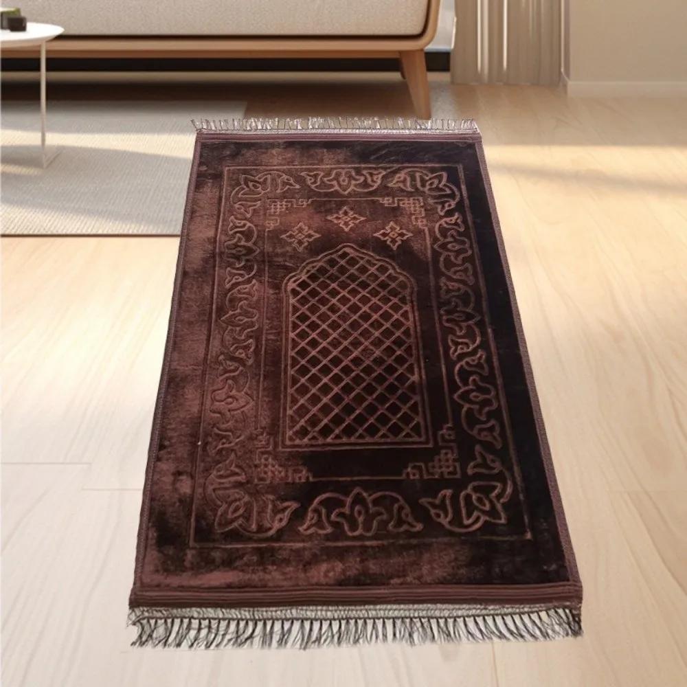 Muslim Hajj Qibla Mat 110*70cm Embossed Sofa Coffee Table Mat Thickened Non Slip Prayer Mat Rug Multifunctional Floor Mat