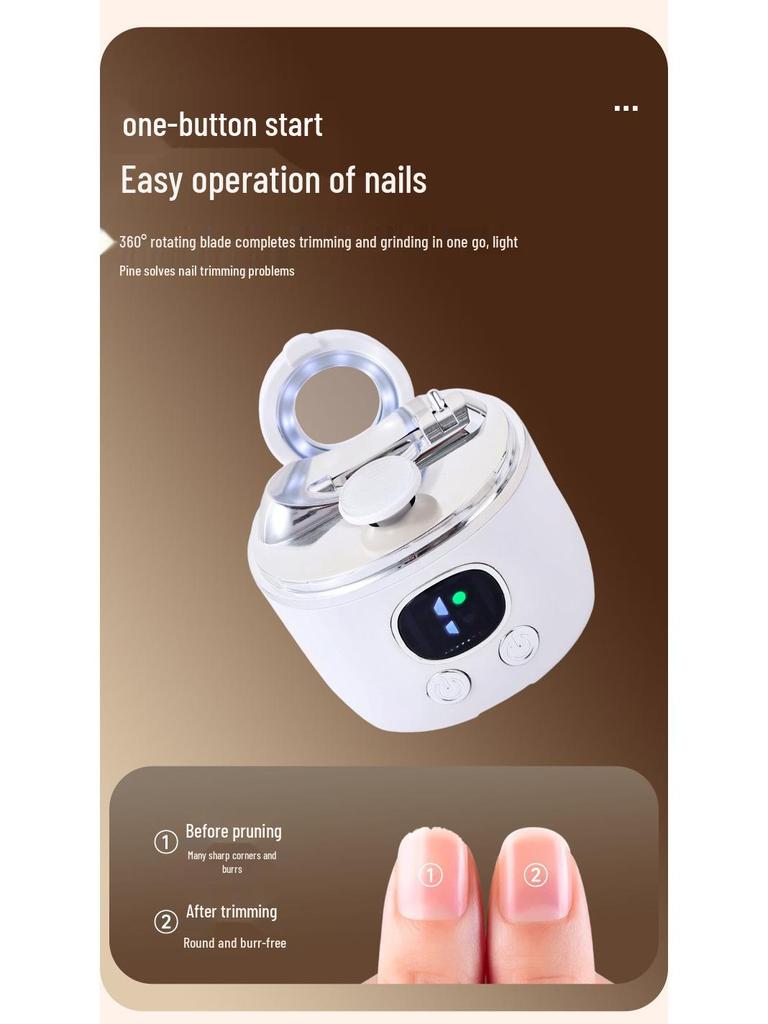 Rechargeable 2-in-1 Electric Nail Clipper & Grinder for Kids - Portable, Lithium Battery