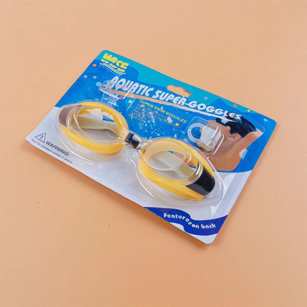 Anti-fog Transparent Swimming Goggles Diving Adult And Children's Goggles Free Nose Clip Earplugs Adjustable Elasticity