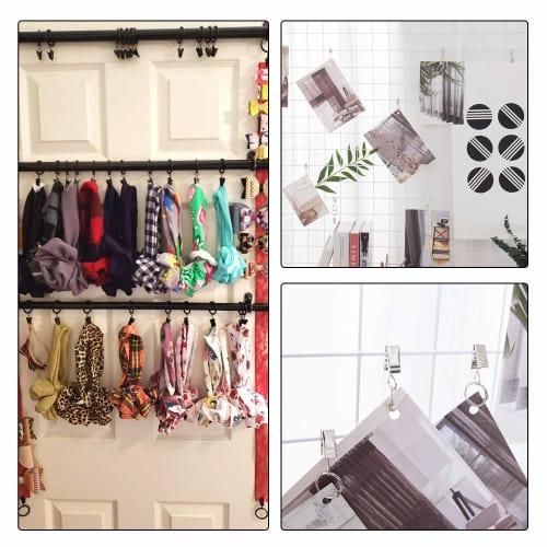 KaiYi Curtain Ring Clips, Curtain Clip Hooks, Opening Design, 39mm Inner Diameter, Easy Installation, Steel, Set of 20, Silver