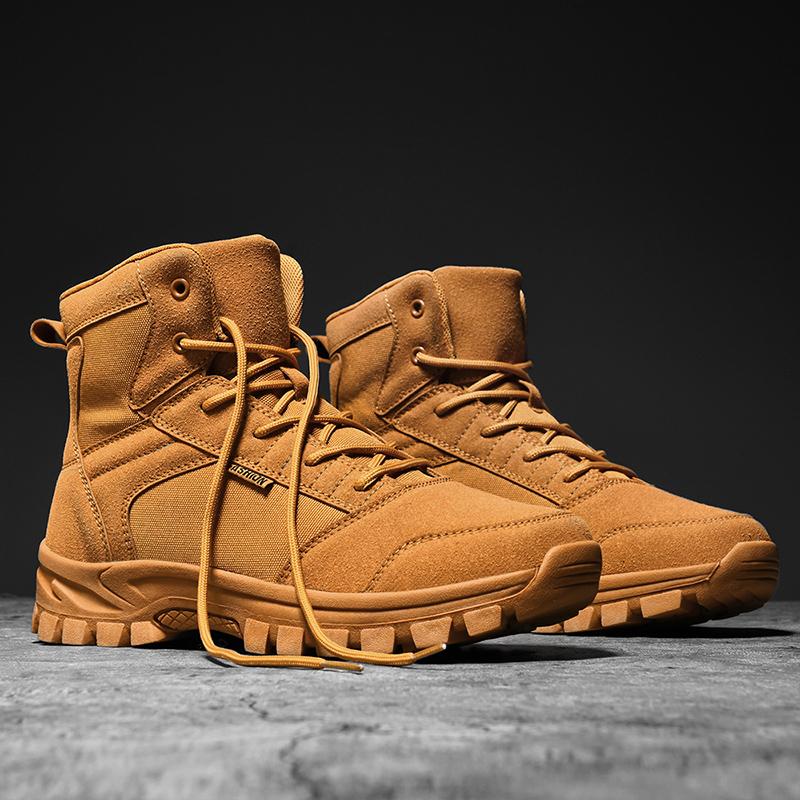 Men's Shoes Thick Soles Wear and Increase High Top Boots Leather Big Yellow Boots Breathable Deodorant Men's Boots