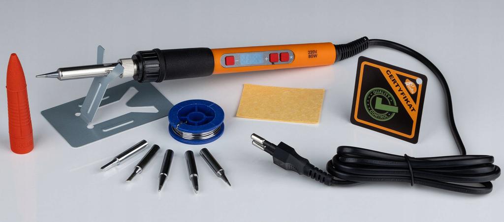 Rosfix Set Start 80W LCD 11w1 – Zestaw Lutowniczy z 6 Grotami i Odsysaczem | Zakres Temperatury 180–500°C | ESD | Organizer