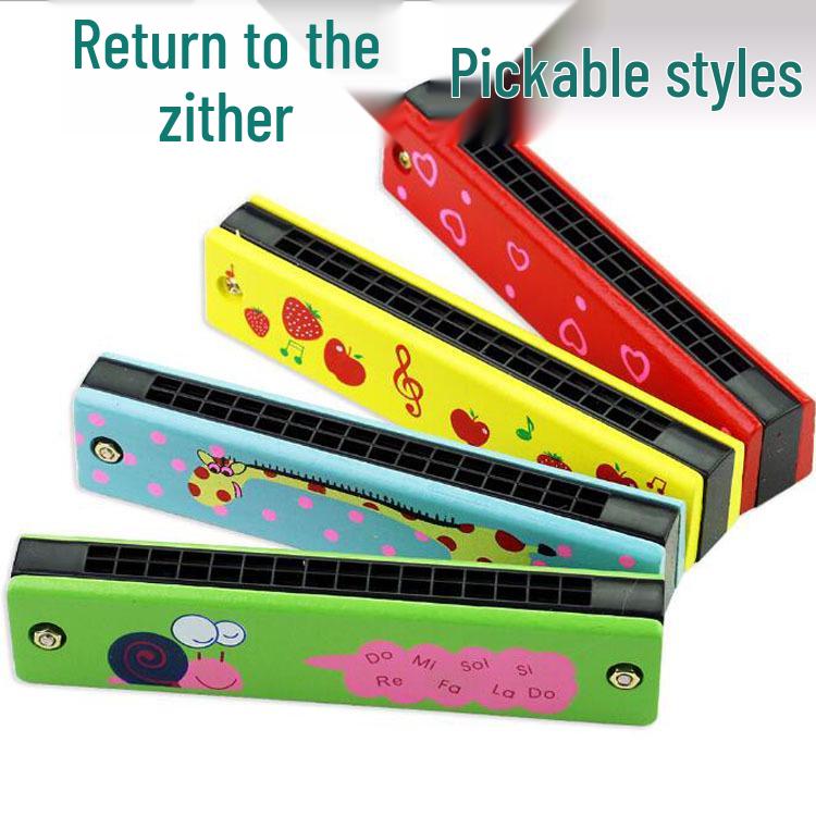 

Kids Wooden Painted Harmonica: Educational Parent-Child Early Learning Toy Gift Blue Giraffe