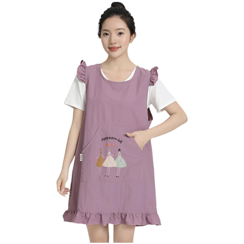 

Soft Waterproof Apron Breathable Wide-Shoulder Apron Vest Style Apron Food Service фиолетовый
