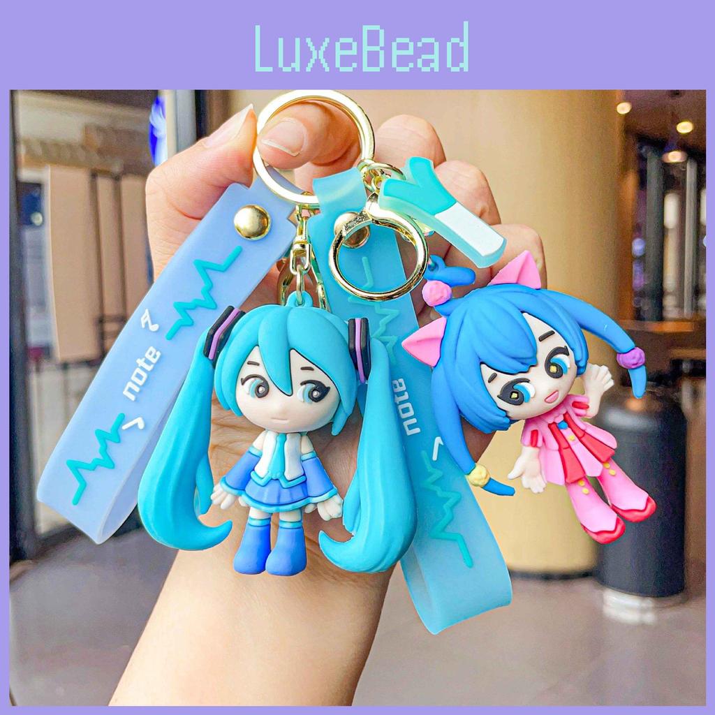 Adorable Miku Hatsune Keychain Cute Cartoon Silicone Bag Charm Car Key Accessory