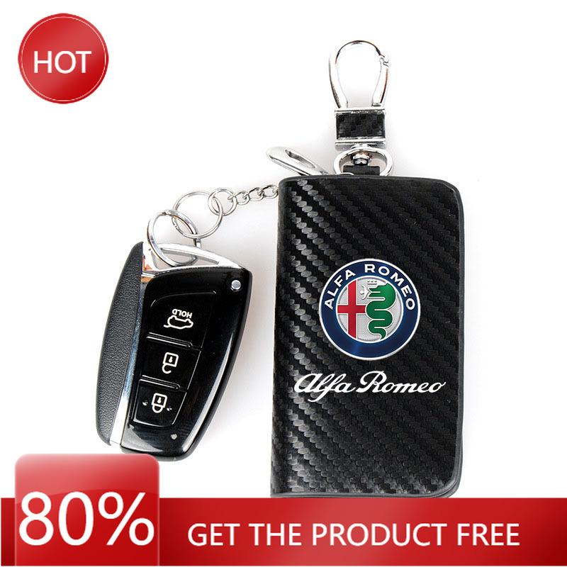 Hub Caps Carbon Filber Car Key Case Keys Full Cover Protection Shell Bag For Alfa Romeo Giulietta 159 Mito Giulia Stelvio 147 AcEP3