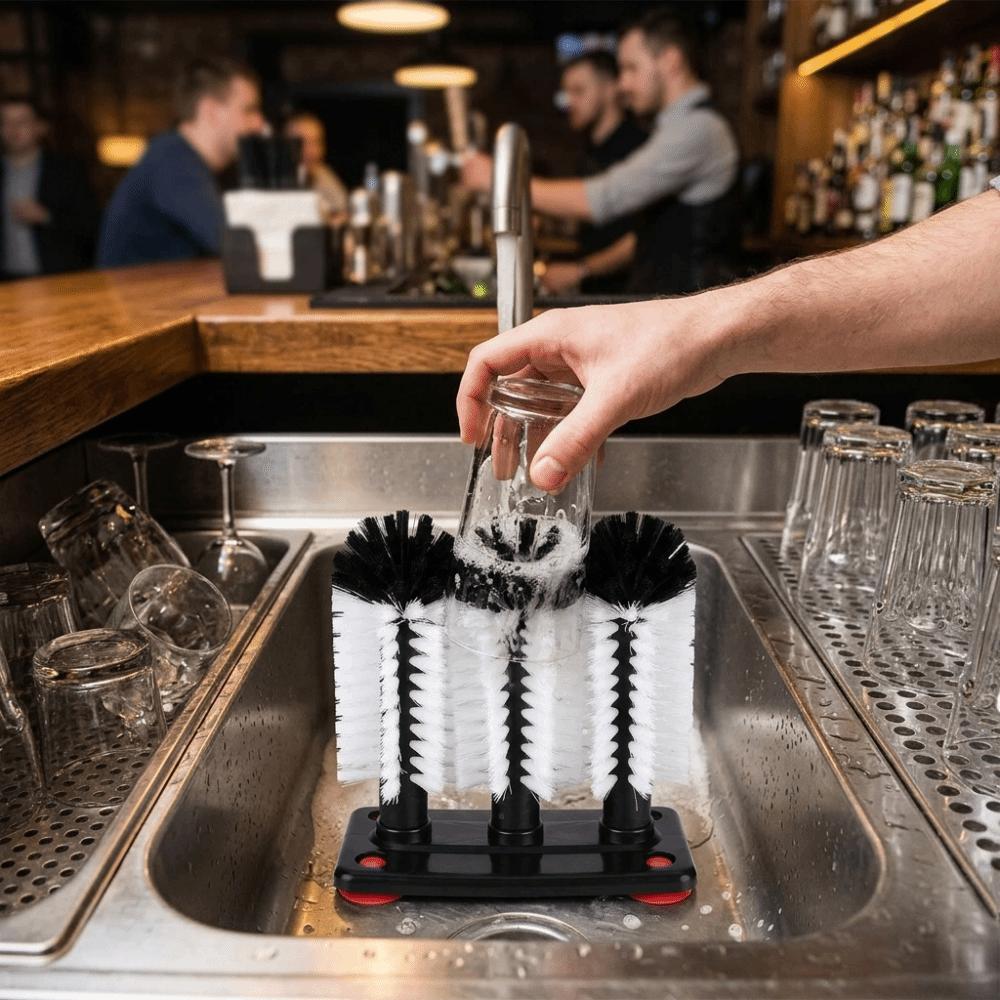 Black Cup Cleaning Brush Round Base Bottle Brush Kitchen Tools Glass Washer Bar Counter