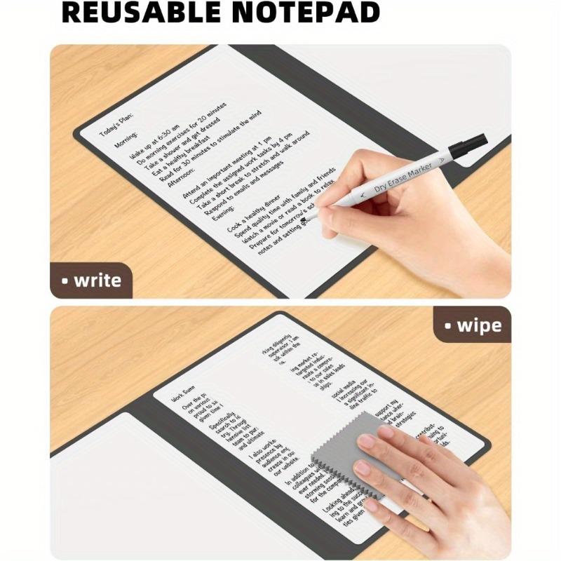 Reusable Dry Erase Notebook Set, Double Folding Whiteboard for Drafting Note Taking and Memos Includes Pen Wipes Sponge Eraser