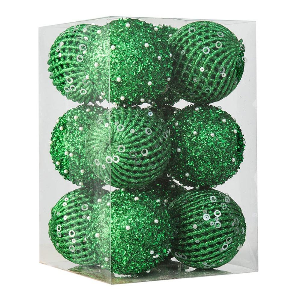 6/12pcs 8/10cm Festive Decorative Ball Glitter Christmas Tree Hanging Ornaments  Photographic Props