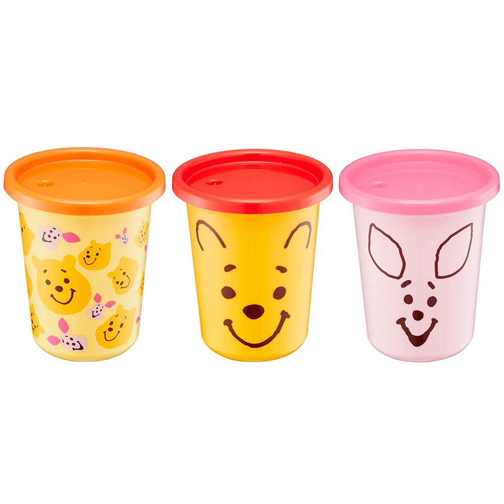 Skater Tumblers with Winnie the Pooh Disney Made In Japan Straws, 320ml, Face, Design, SIH3ST,