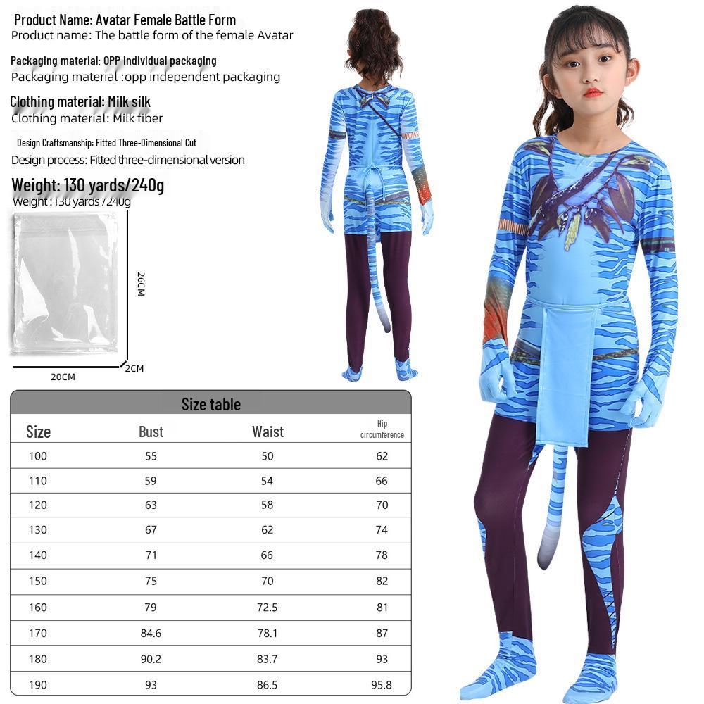 Avatar 3 Kids Cosplay Costume: Stage Performance Jumpsuit for Role-Playing