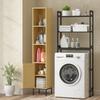Tall Bathroom Cabinet, Narrow Bathroom Cabinet with Open Shelves and Adjustable Shelf, Natural Wood Look